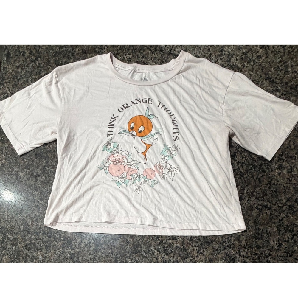 Disney Orange Bird Think Orange Thoughts Pink Graphic Crop T-Shirt Small